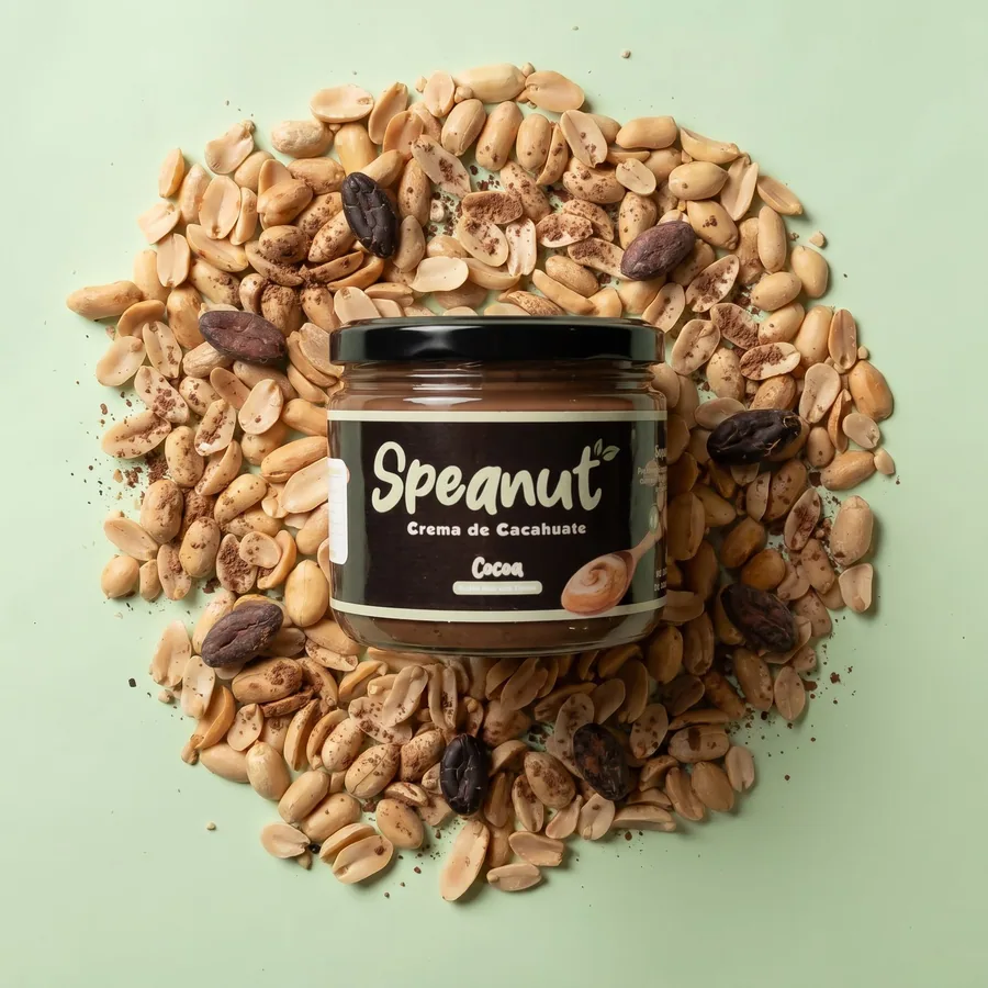 Frasco de Speanut Cocoa, crema de cacahuate de 300 g