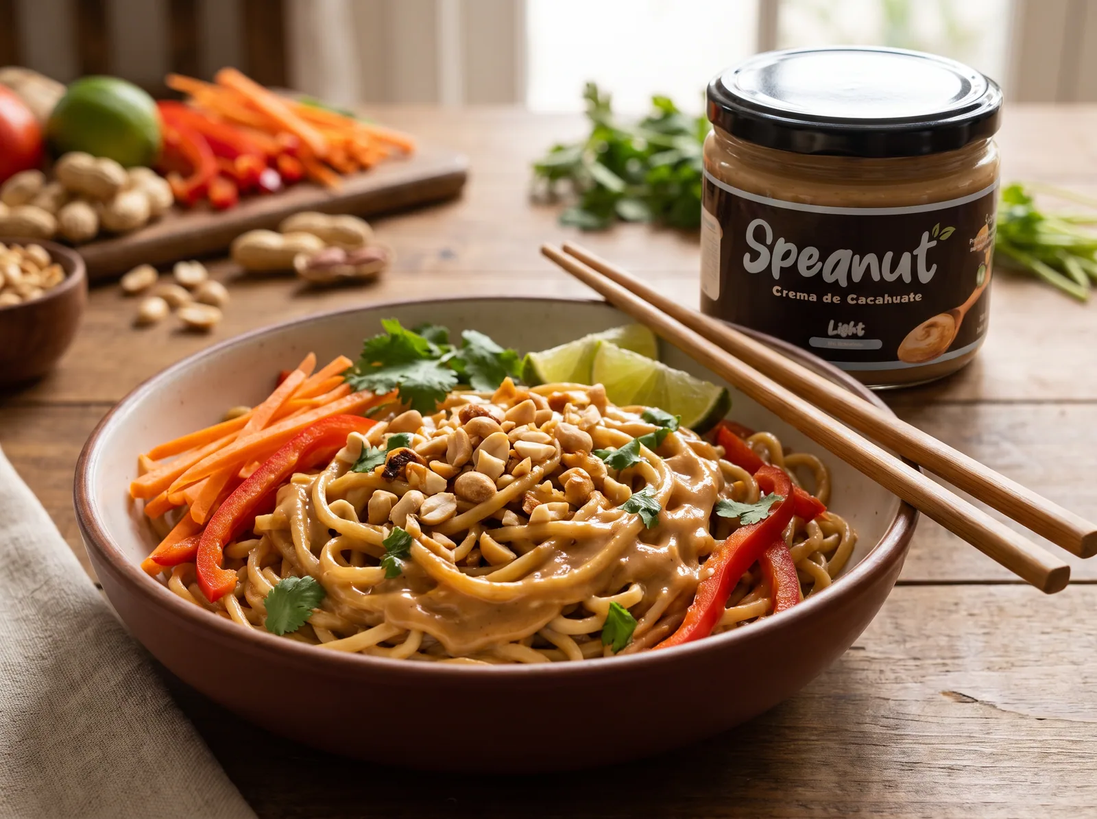Fideos con salsa de cacahuate