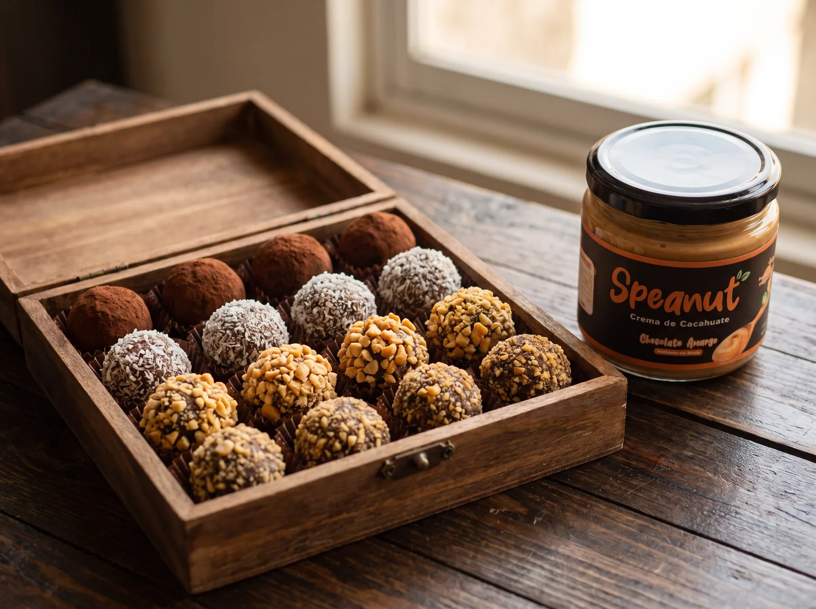Trufas de cacahuate y cacao